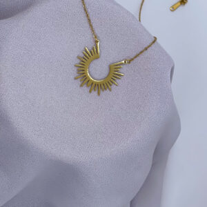 Sun Ray Necklace Gold Stainless