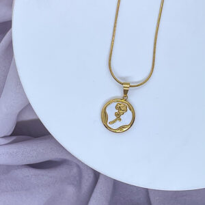 Bahr Beauty And The Beast Necklace In Circle Frame Gold