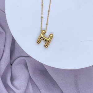 Bahr Helium Stainless Steel Letter Necklace – H Letter, Gold