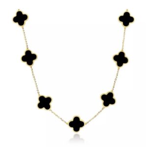 Bahr Van Cleef Gold Necklace With Four Leaf Clover Shape Stainless Steel Gold Plated