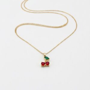 Bahr Cherry Necklace Gold – Stainless Steel Red