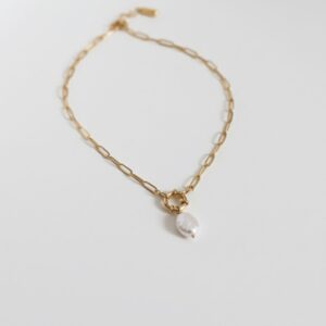 Bahr Stainless Steel Necklace with White Stone