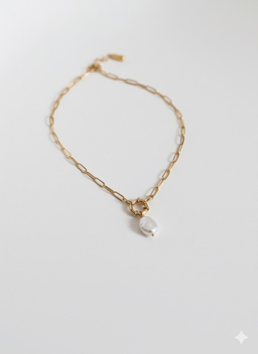 Bahr Satinless Steel Necklace White Stone